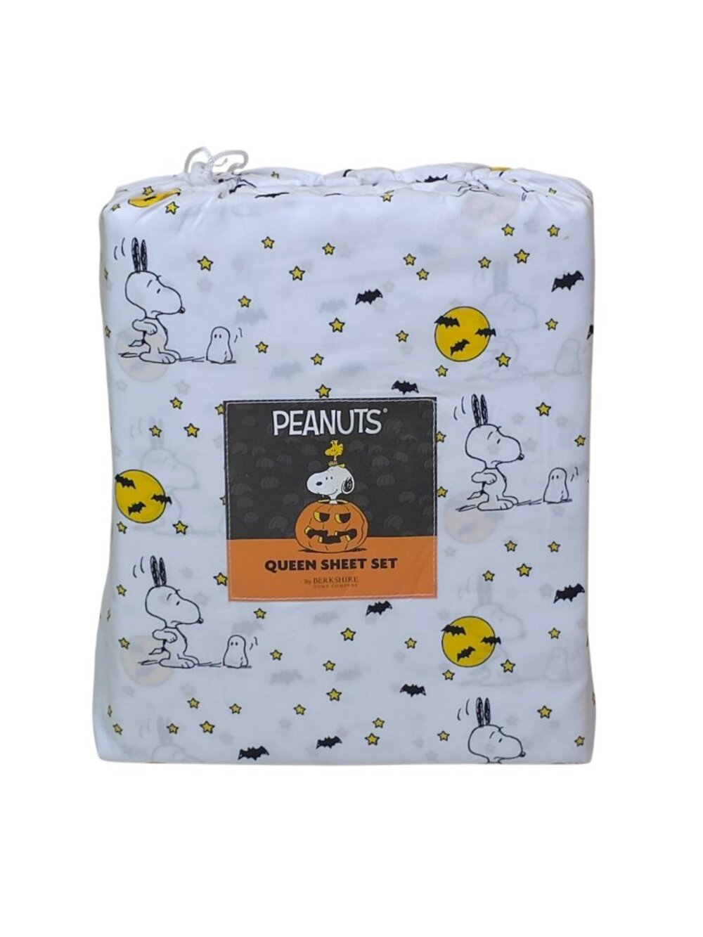 Peanuts Snoopy Halloween Queen Sheet Set By Berkshire Bats Ghosts Moon Polyester